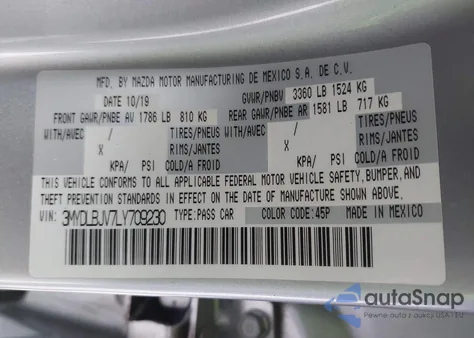 2020 Toyota Yaris Le from USA, damaged, VIN 3MYDLBJV7LY709230